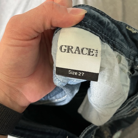 Grace in LA Blue Skinny Jeans with Embellished Pockets - Picture 5 of 7